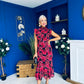 Hannah Frill Sleeve Button Front Midi Dress Black Ruby Floral