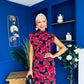 Hannah Frill Sleeve Button Front Midi Dress Black Ruby Floral