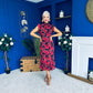 Hannah Frill Sleeve Button Front Midi Dress Black Ruby Floral
