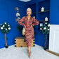 Elsa Foiled Print Long Sleeve Assymetric Dress