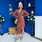 Elsa Foiled Print Long Sleeve Assymetric Dress