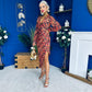 Elsa Foiled Print Long Sleeve Assymetric Dress
