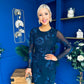 Elodie Floral Embroidered Mesh Bodycon Dress Navy