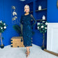 Elodie Floral Embroidered Mesh Bodycon Dress Navy