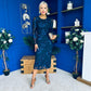 Elodie Floral Embroidered Mesh Bodycon Dress Navy