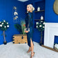 Elodie Floral Embroidered Mesh Bodycon Dress Navy
