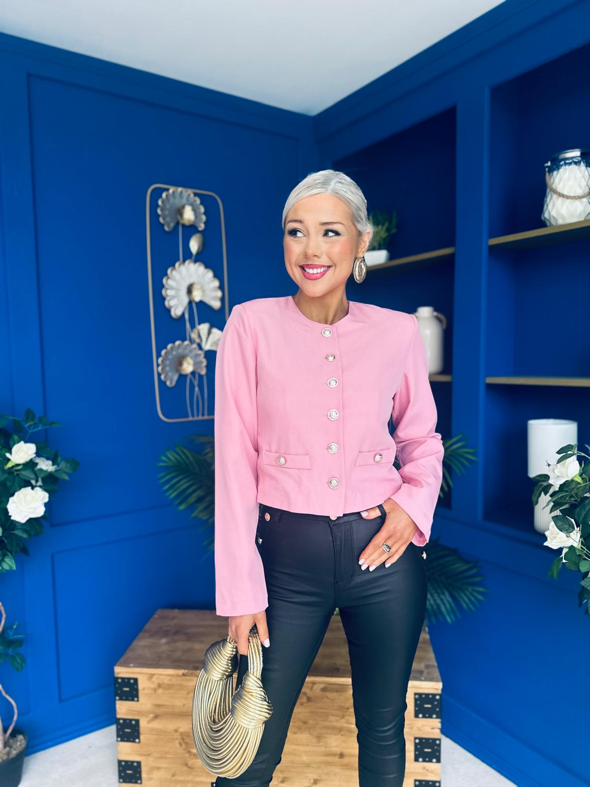 Thelma Military Style Jacket Pink