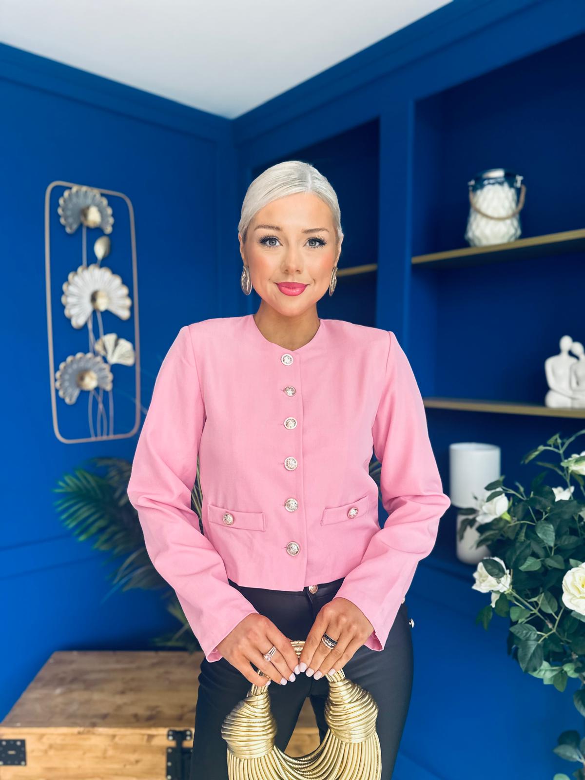 Thelma Military Style Jacket Pink