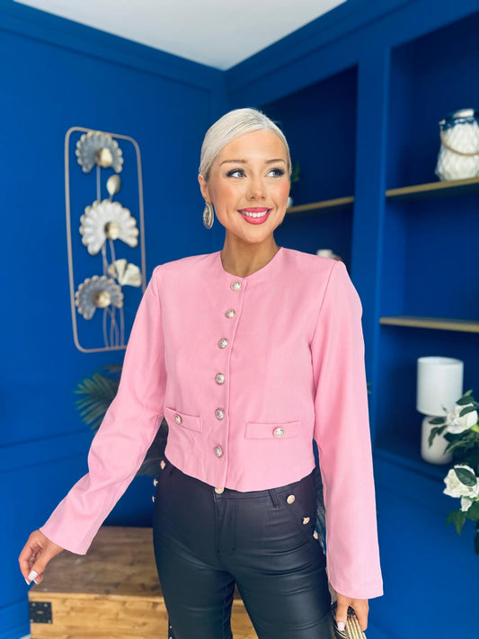 Thelma Military Style Jacket Pink