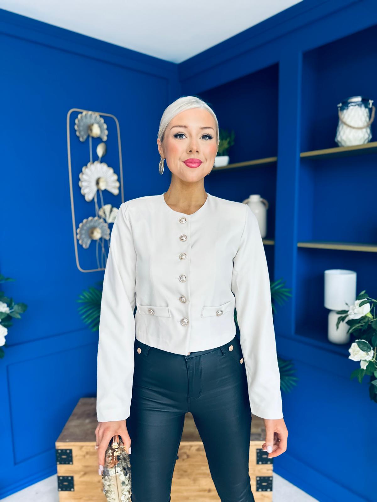Thelma Military Style Jacket Cream