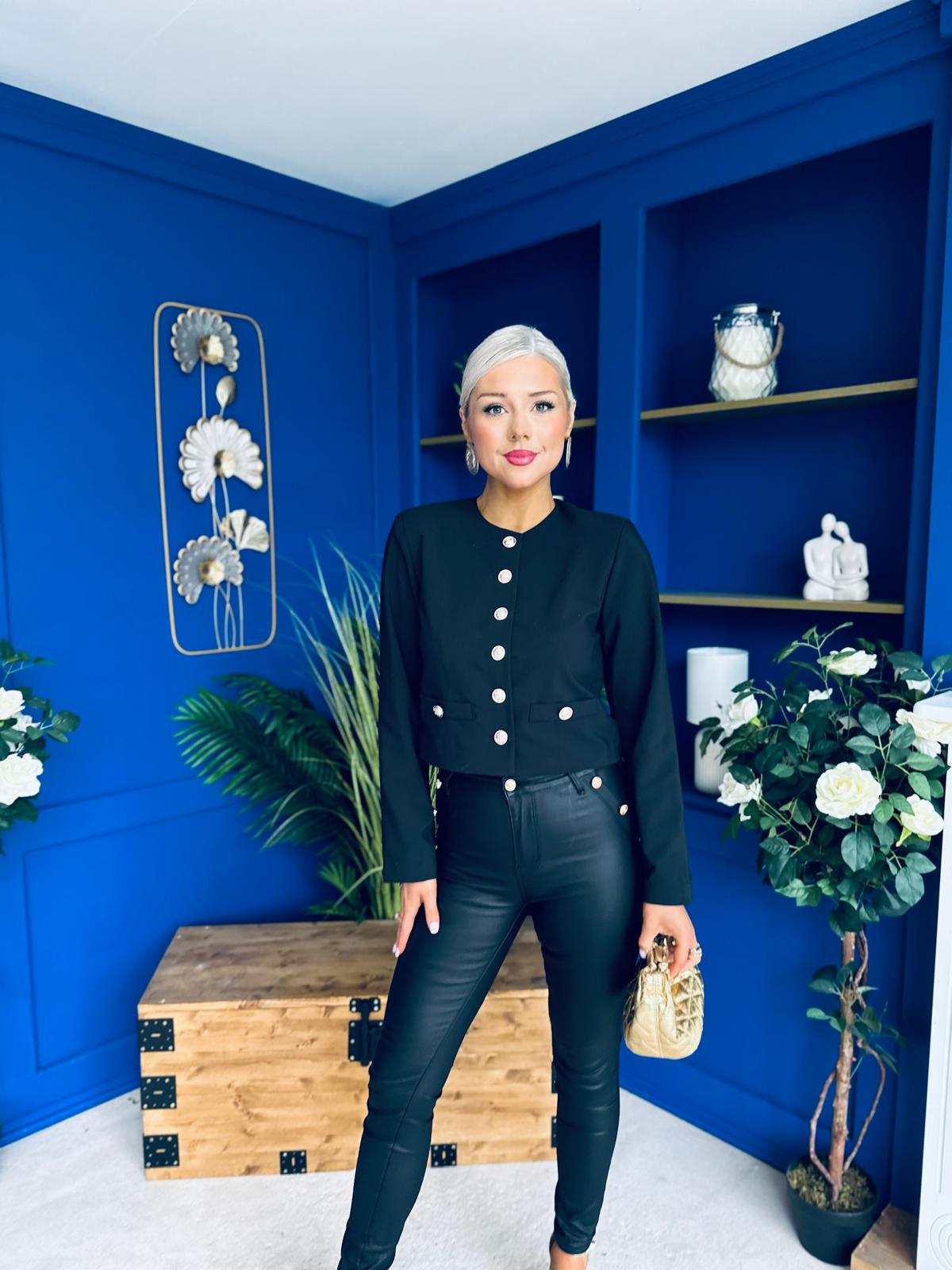 Thelma Military Style Jacket Black