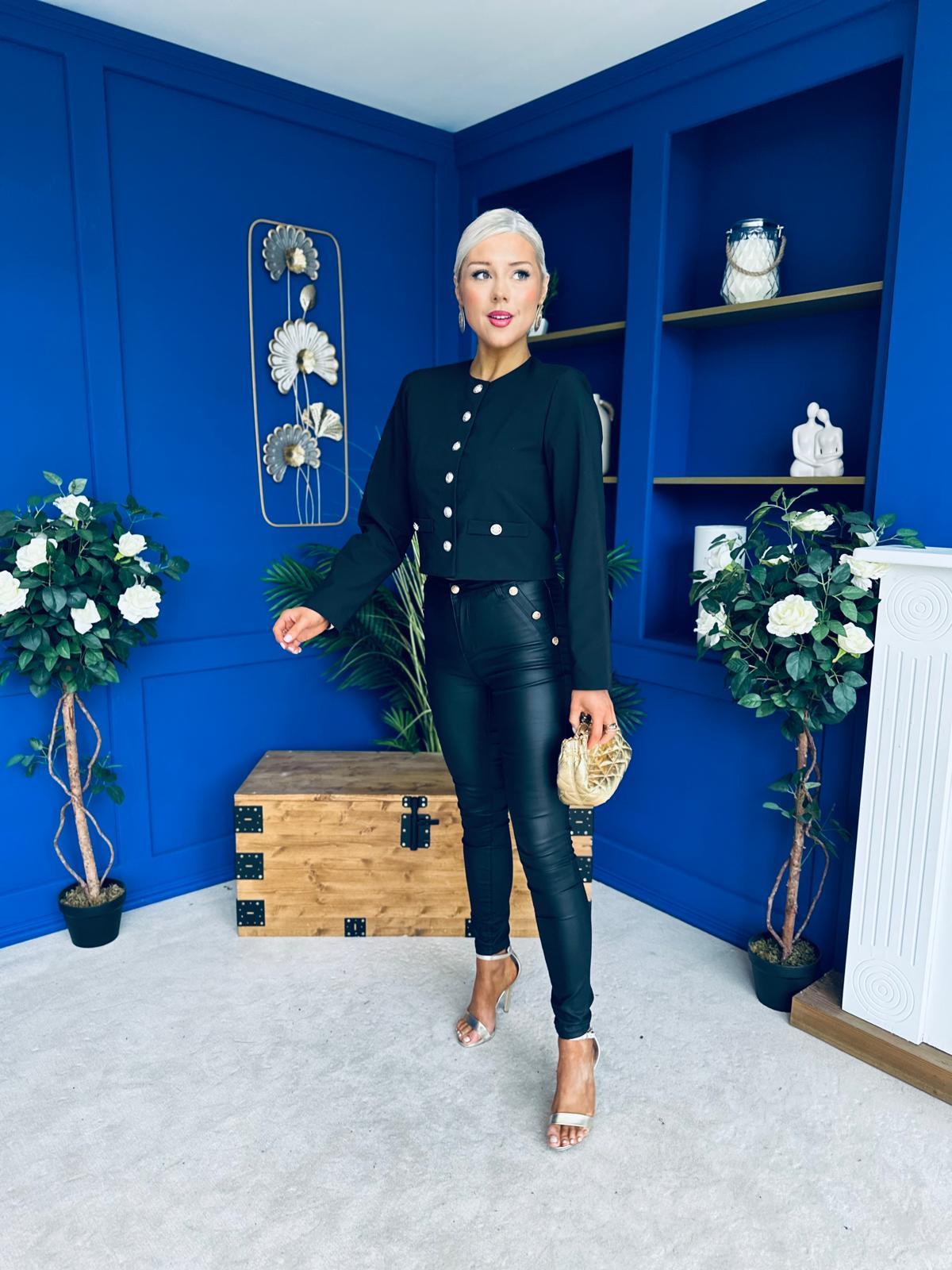 Thelma Military Style Jacket Black