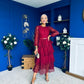 Julia Belted Lace Occasion Dress Wine