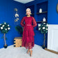 Julia Belted Lace Occasion Dress Wine