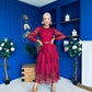 Julia Belted Lace Occasion Dress Wine