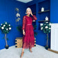 Julia Belted Lace Occasion Dress Wine
