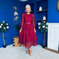 Julia Belted Lace Occasion Dress Wine