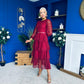 Julia Belted Lace Occasion Dress Wine
