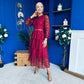 Julia Belted Lace Occasion Dress Wine