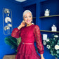 Julia Belted Lace Occasion Dress Wine