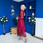 Julia Belted Lace Occasion Dress Wine