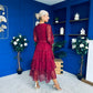 Julia Belted Lace Occasion Dress Wine