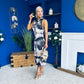 Kaz Cowl Neck Brown Abstract Midi Dress