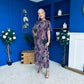 Marley Angel Sleeve Midi Dress Leaf Purple
