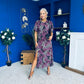 Marley Angel Sleeve Midi Dress Leaf Purple