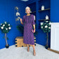 Blaire Detailed Midi Dress Floral Purple