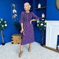 Blaire Detailed Midi Dress Floral Purple
