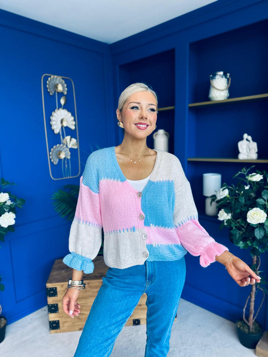 Laura Chunky Knit Cardi Blue
