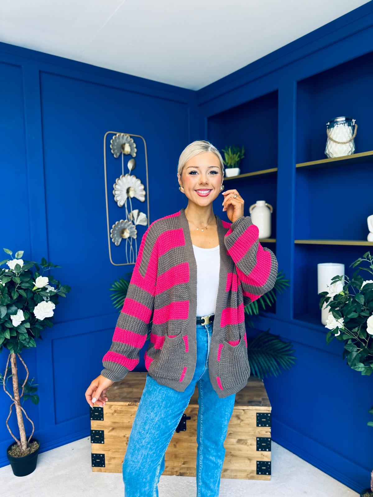 Aria Chunky Cardi Pink