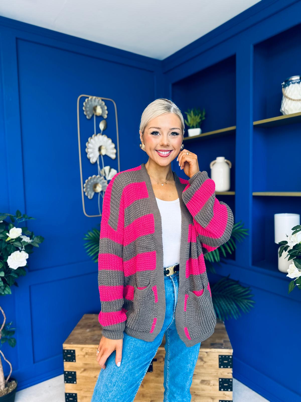 Aria Chunky Cardi Pink