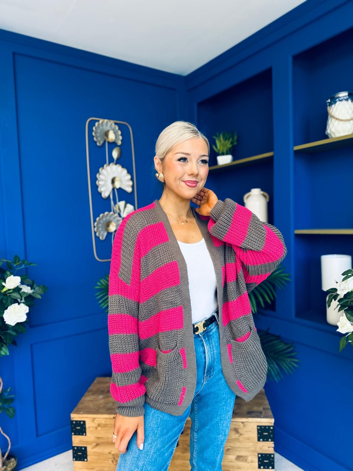 Aria Chunky Cardi Pink