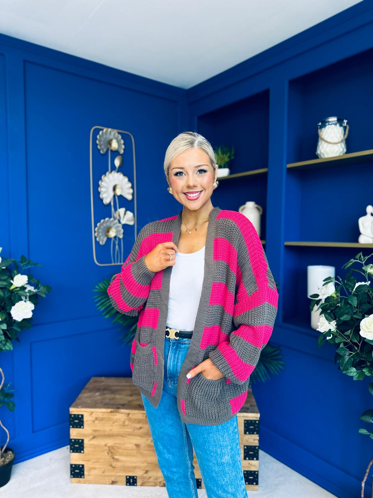 Aria Chunky Cardi Pink