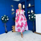 Sabrina Banded Midi Dress Floral Pink