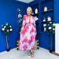 Sabrina Banded Midi Dress Floral Pink