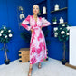 Sabrina Banded Midi Dress Floral Pink