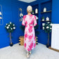 Sabrina Banded Midi Dress Floral Pink