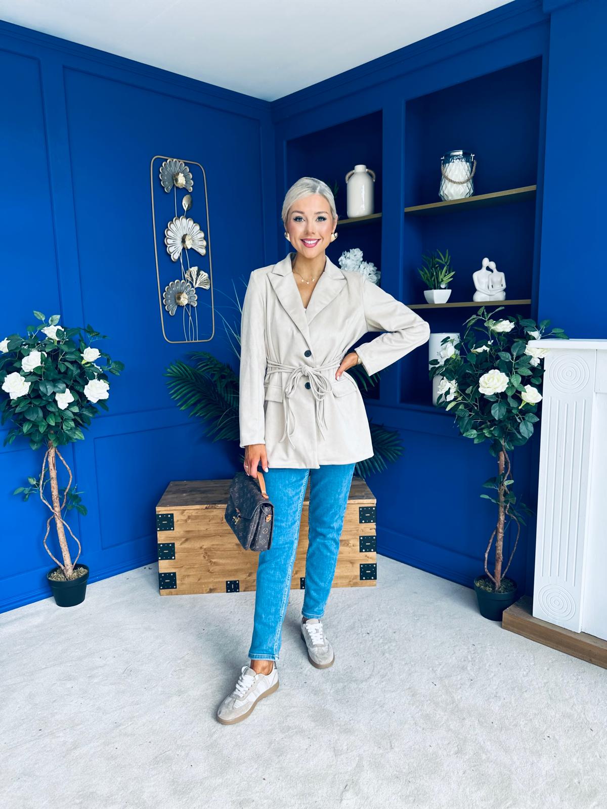 Frankie Faux Suede Jacket Beige