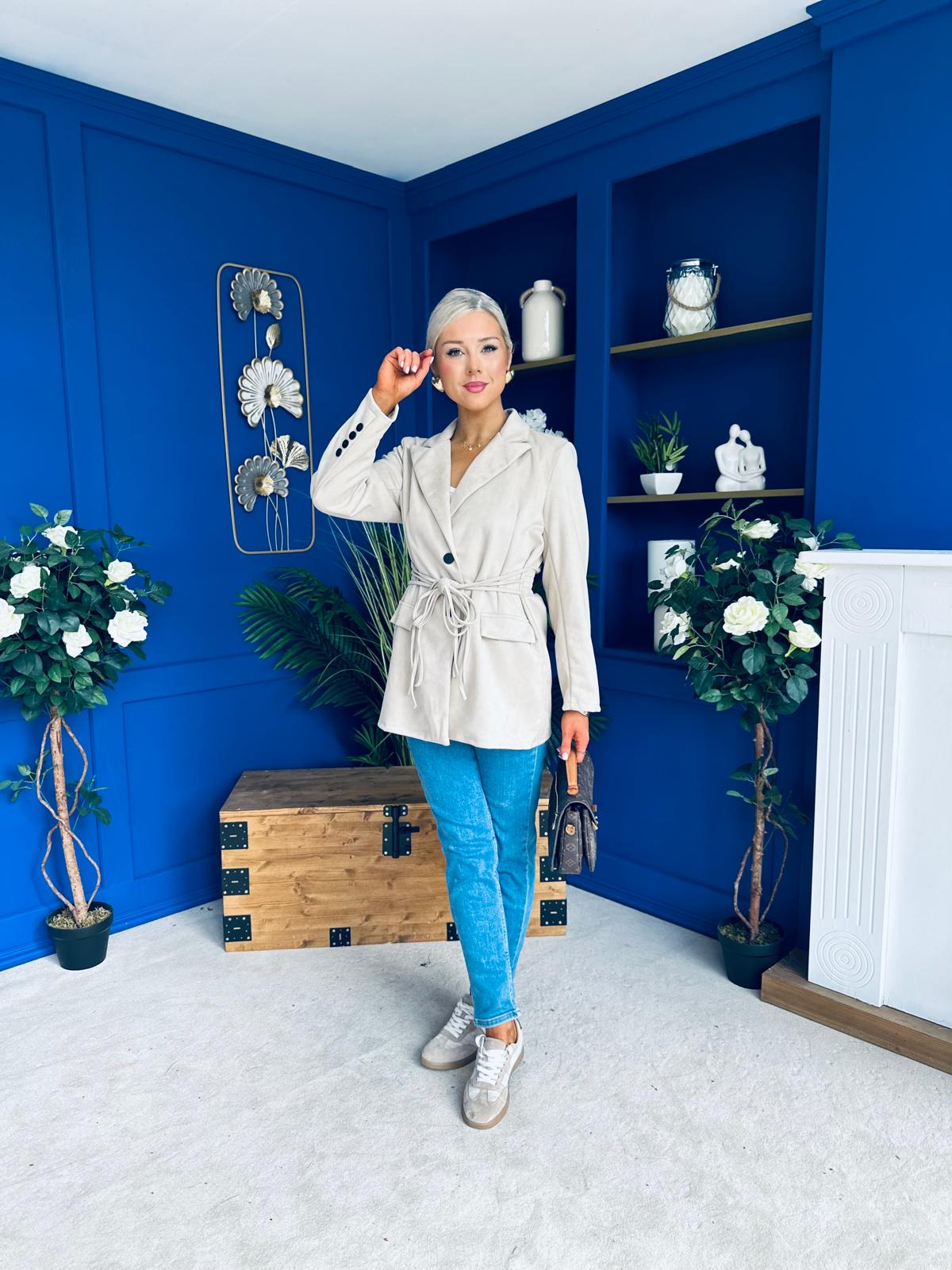 Frankie Faux Suede Jacket Beige