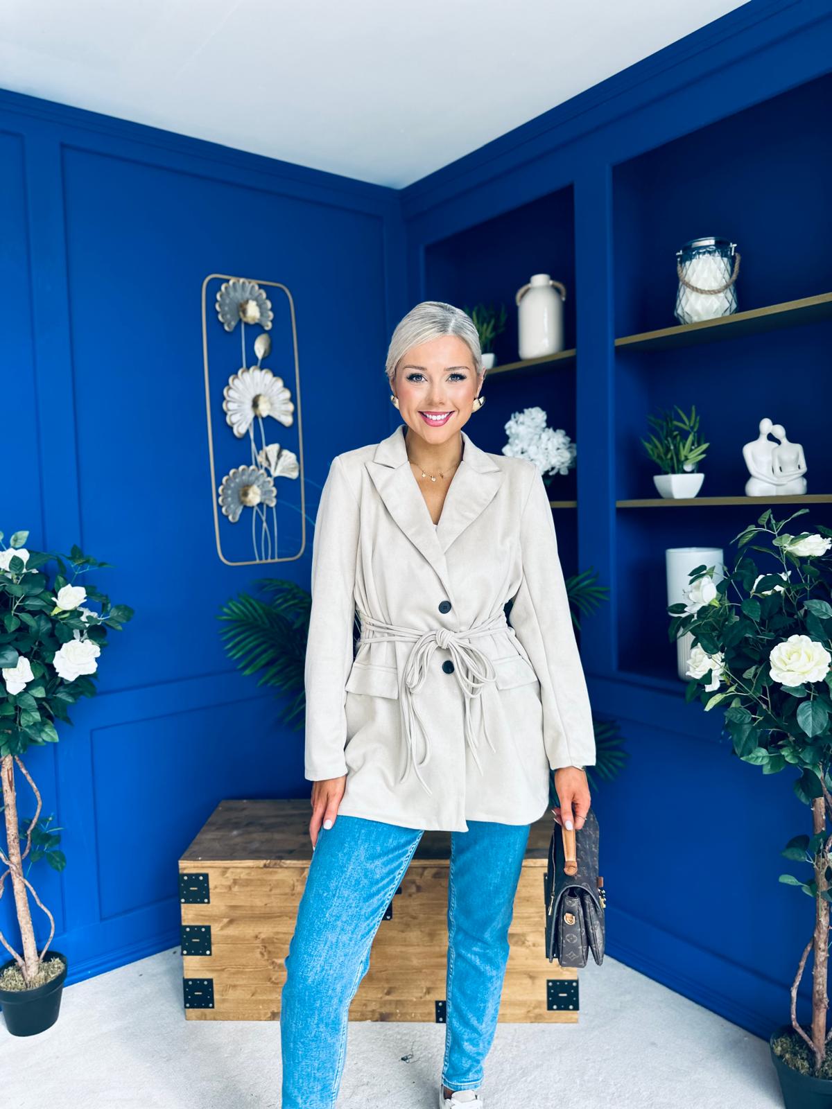 Frankie Faux Suede Jacket Beige