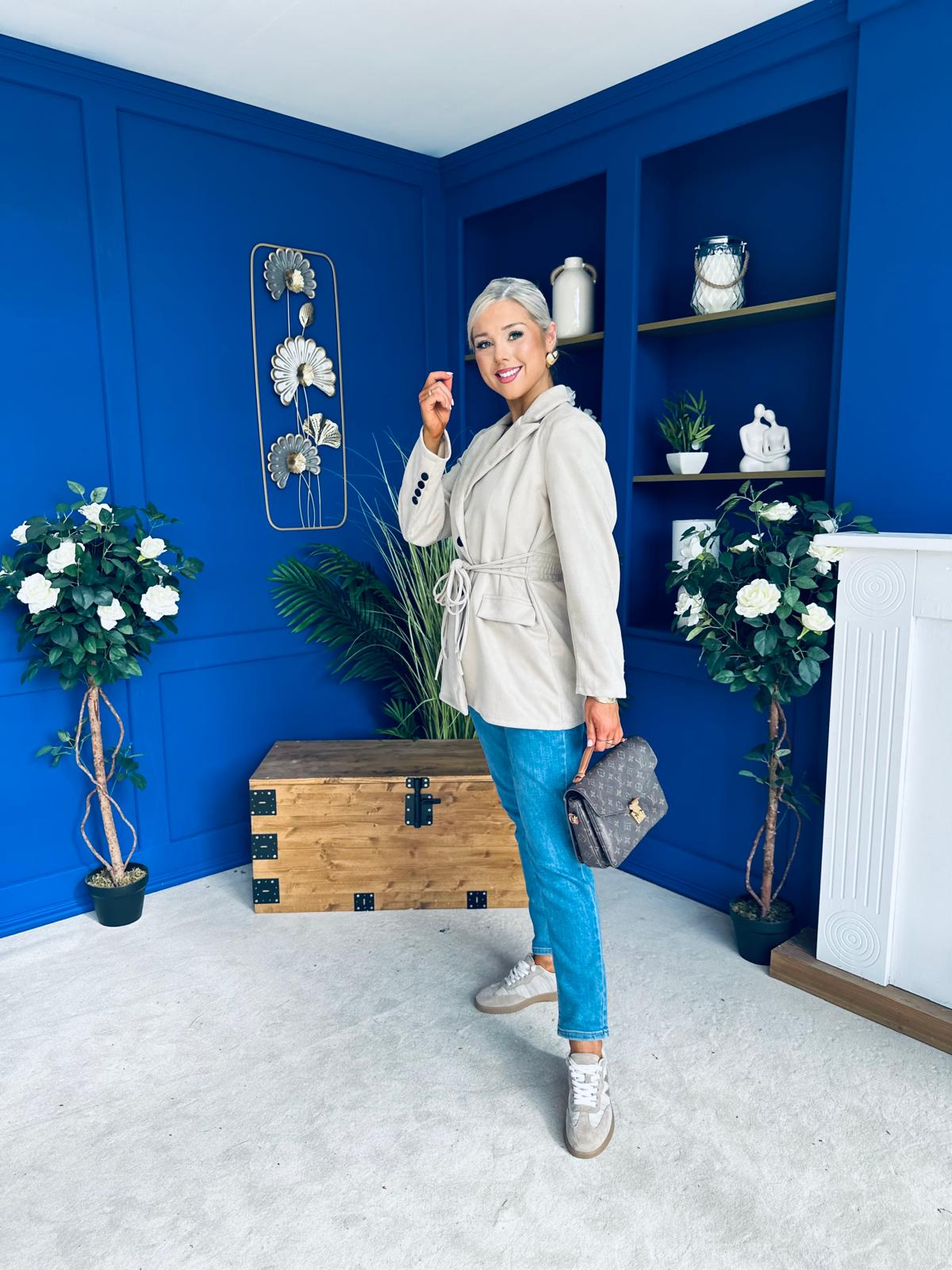 Frankie Faux Suede Jacket Beige