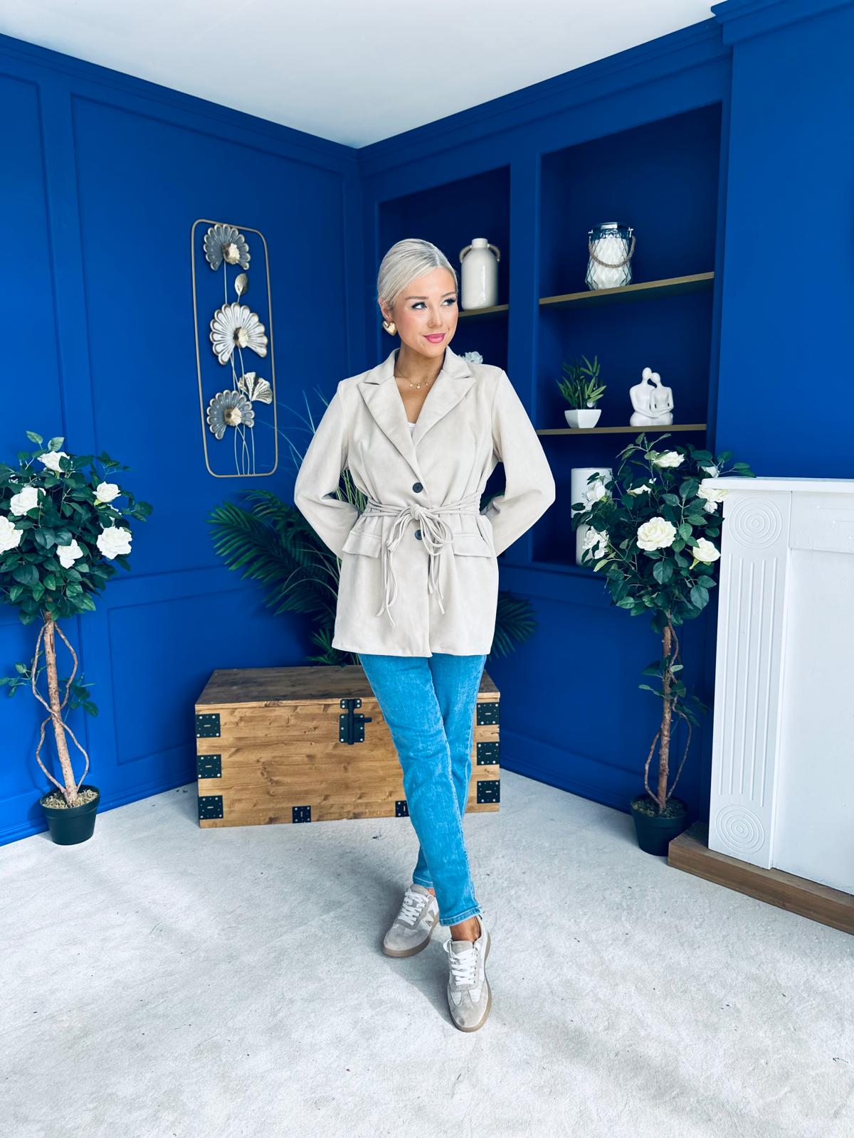 Frankie Faux Suede Jacket Beige