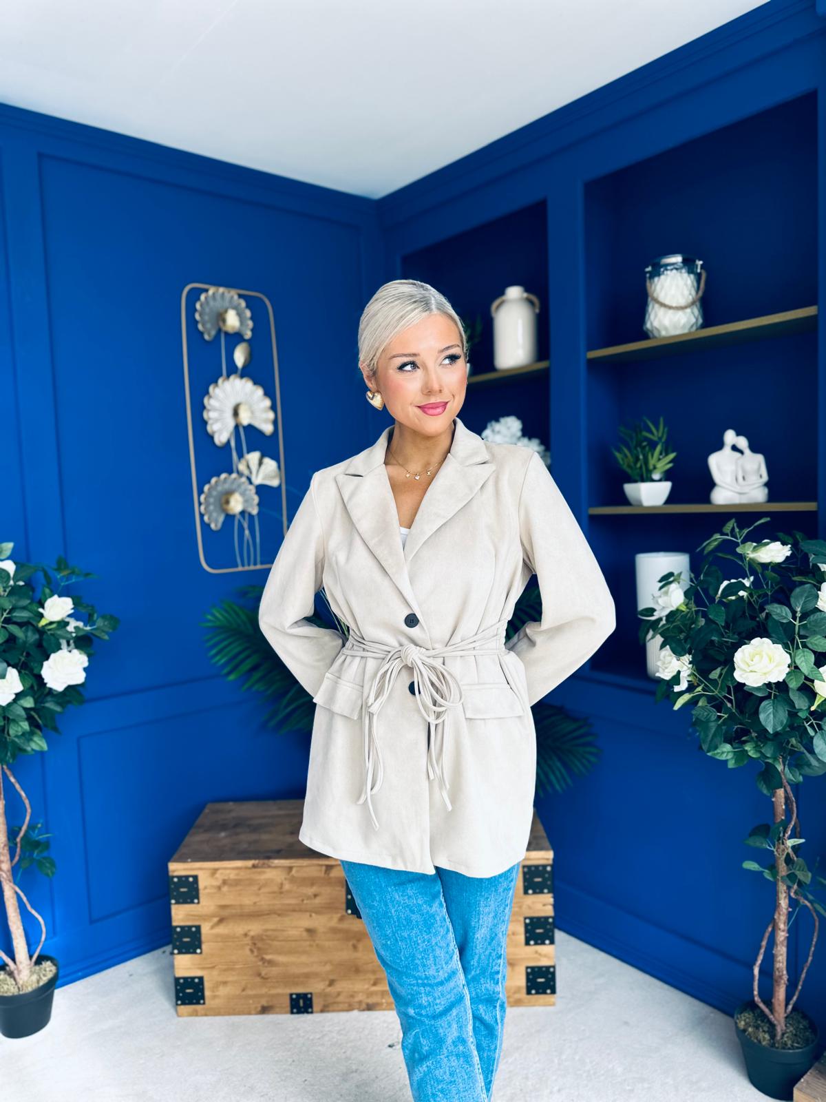 Frankie Faux Suede Jacket Beige