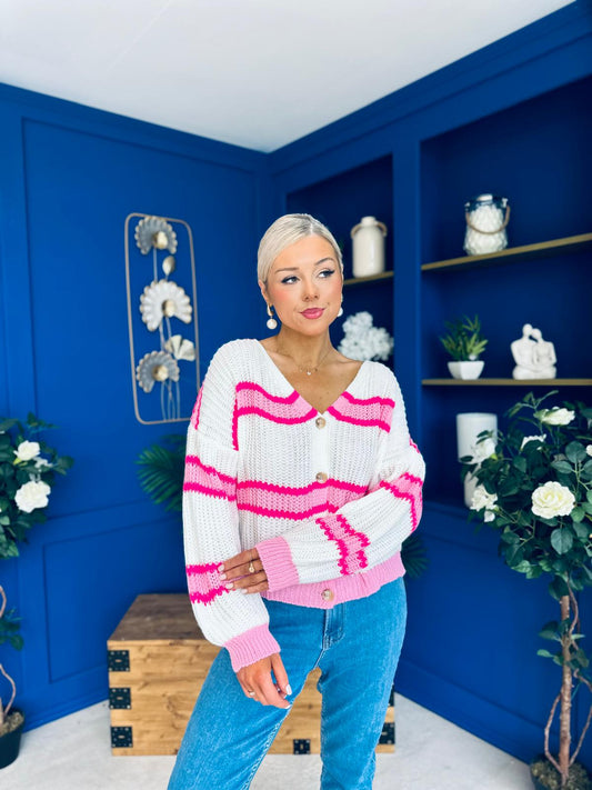 Mallory Chunky Knit Cardi Pink