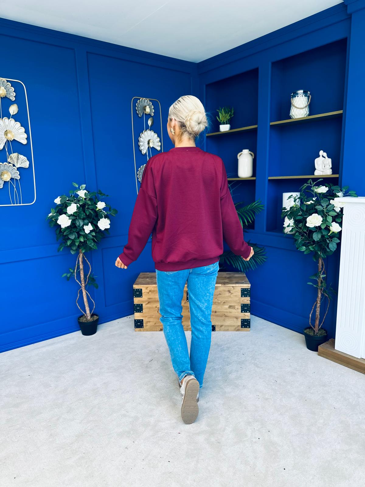 Nessa Detailed Sweatshirt Burgundy