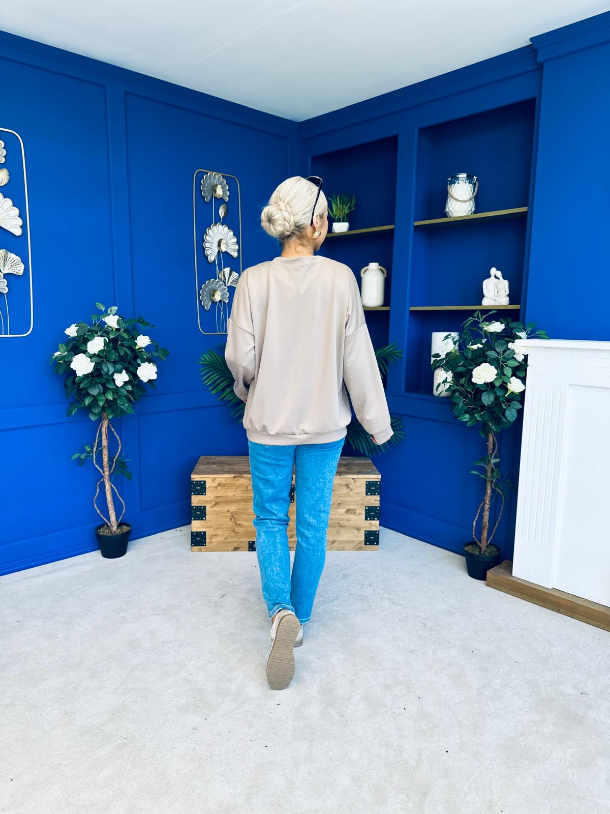 Nessa Detailed Sweatshirt Taupe