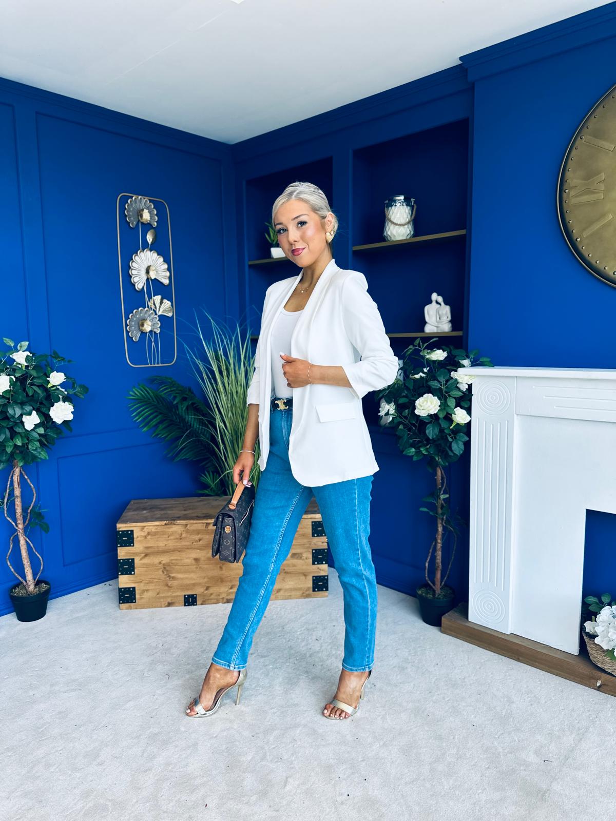 Evelyn Detailed Blazer White